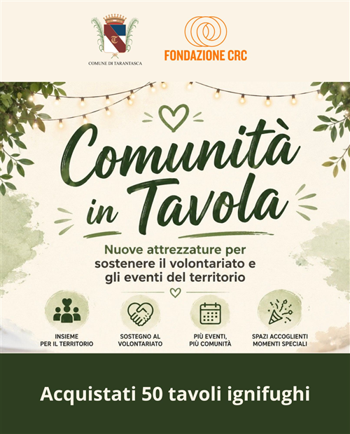 "Comunità in tavola": nuove attrezzature per sostenere il volontariato e gli eventi del territorio