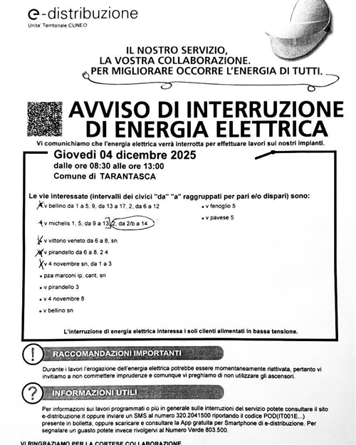 Disservizi energia elettrica " E - Distribuzione".