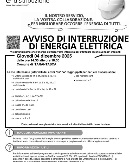 Disservizi energia elettrica " E - Distribuzione".